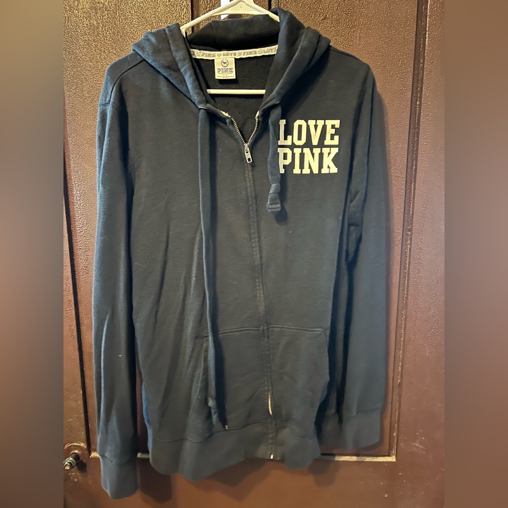 Victoria's Secret PINK Black Hoodie with White Accents